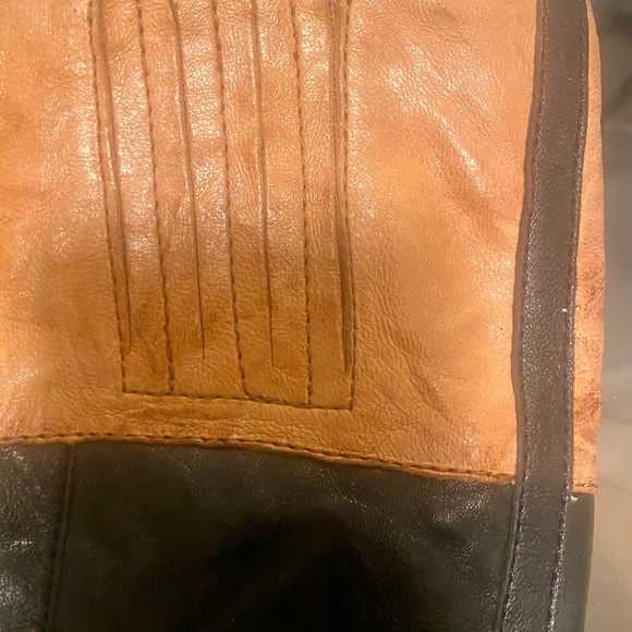 NEW STUNNING SAM EDELMAN Two Toned Studded black/burnished orange leather boots. - Picture 4 of 14